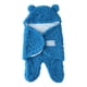 thumbnail image 1 of Manta de felpa con capucha para dormir, bonita, suave y gruesa, para recién nacidos, color azul grande, 1 of 15