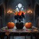 thumbnail image 1 of Halloween Black Decorative Rose Maple Leaf Pumpkin Cuttings Halloween Party Thanksgiving Scene Decoration Bouquet, 1 of 6