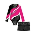 thumbnail image 5 of YiZYiF Kids Girls Tumble Long Sleeve Patchwork Gymnastics Leotard with Shorts 2-piece Dance Sports Outfit Hot Pink 16, 5 of 7