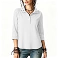 thumbnail image 6 of Womens Sweatshirt Dqueduo Women's Fall/Winter Casual Lapel Button-Front Sweatshirt – Three-Quarter Sleeves White S, 6 of 10