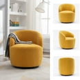 thumbnail image 5 of PORKISS Swivel Accent Chair, Armchair with Teddy Fabric, Barrel Chair with Black Powder Coating Metal Ring for Living Room, Bedroom, Yellow, 5 of 7