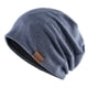 thumbnail image 3 of Gorro de punto holgado informal de primavera y otoño con etiqueta de cuero FS, gorro Baotou con forro polar para exteriores para hombres y mujeres, 3 of 6