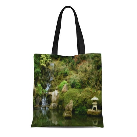 Zen Garden Box SIDONKU Canvas Tote Bag Zen Being Meditation Waterfall Water Garden Nature Landscapes Reusable Handbag Shoulder Grocery Shopping Bags ()