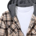 thumbnail image 6 of Kids Jackets Boys Dqueduo Men's Flannel Plaid Hooded Long Sleeve Button Front Casual Shirt Jacket, Multiple Styles Khaki XL, 6 of 6