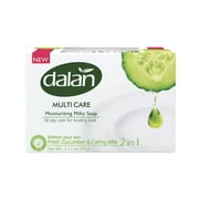Dalan Multi Care Moisturizing Soap 2 In 1 (Fresh Cucumber & Caring Milk, 3 Pack).