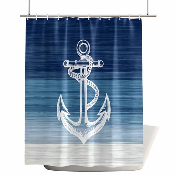 Shower Curtains for Bathroom-72"x72",Nautical Ocean Anchor Blue Ombre Waterproof Bath Curtain Grommet Shower Curtain Set with Hooks,Modern Stripe Gradient Art Washable Bath Accessories