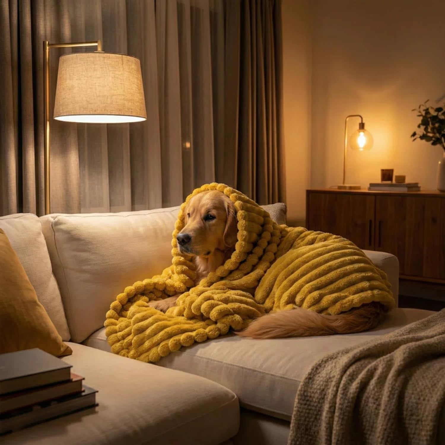 Lethargic Emotional Support Blanket for Dogs, 150*200cm Polyester Fleece Pet Blanket with Soft Calming Surface for Nesting, Crate, Sofa and Everyday Indoor Use