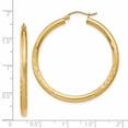 thumbnail image 2 of Beautiful 14k Satin & Diamond-cut 3mm Round Hoop Earrings, 2 of 2