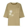 thumbnail image 3 of Birdeem Chemise Imitation Coton et Lin pour Femmes Manches 3/4 Col Rond T-Shirt Ample Décontracté Léger et à la Mode Haut d'Été, 3 of 10