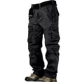 thumbnail image 2 of IAJDKMEK Men's Cargo Pants - Loose Multi-Pocket Pants Drawstring Wide Leg Casual Pants for Hiking and Outdoor Activities with Straight Cut,Black 4XL, 2 of 6