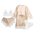 thumbnail image 3 of Spring Savings Clearance Lindreshi Lingerie Sets for Women 2pc Set 4-Piece Women Sexy Garter Lingerie Set Robes Lace Bodysuit Deep-V Neck Underwear, 3 of 7