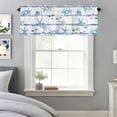 thumbnail image 3 of Curtain Valance for Windows, Summer Ocean Starfish Shell Fish Kitchen Valances Rod Pocket Short Curtains, Watercolor Blue Stripes Window Valance for Bedroom Bathroom Living room 60x18in, 3 of 9