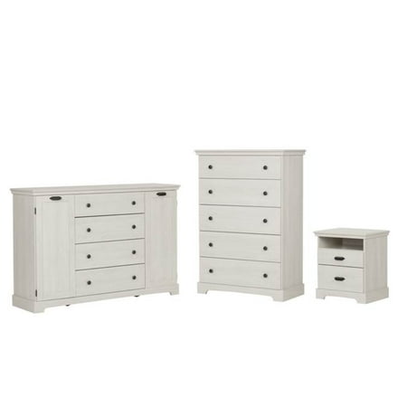 3 Piece Set With Dresser Nightstand And Chest In Winter Oak