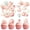 Pink, variant on 9Pcs Autumn / Fall / Thanksgiving Day / Harvest Festival / Halloween Themed Paper Cup Cake Watercolor Pumpkins & Autumn / Fall Plants-pattern Decorative Paper Flags