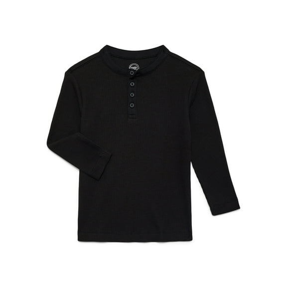 Wonder Nation Boys Thermal Henley Top with Long Sleeves, Sizes 4-18 & Husky