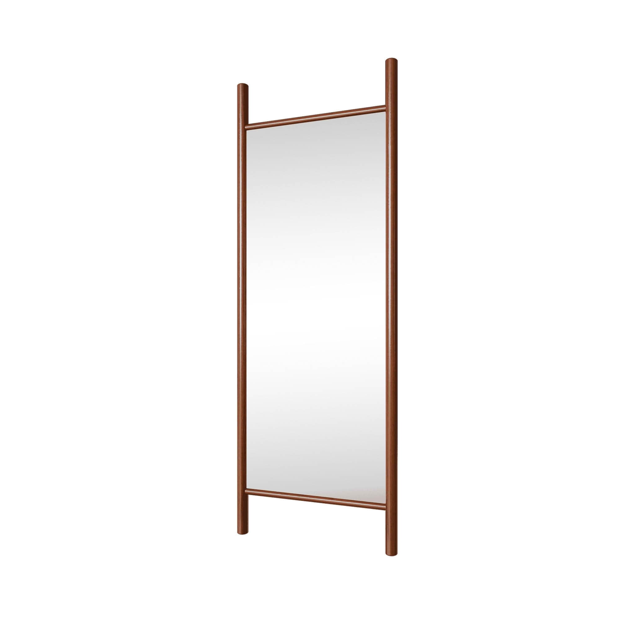 MAYEERTY 63x24x1 Inch Walnut Wood Ladder Rectangular Full Length Mirror, No Stand for Bedroom
