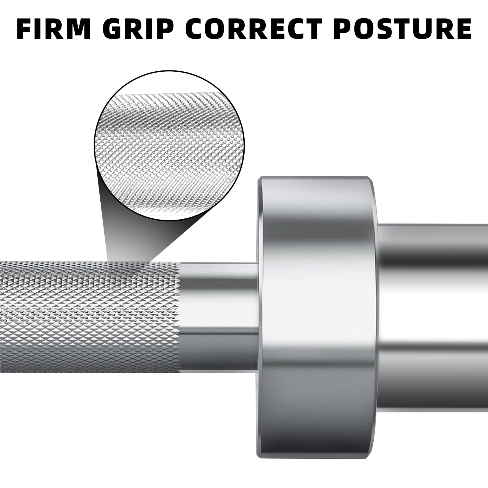 COZONY 7 Ft Silver Barbell , 2 Inch Sleeve Diameter, 1500LB Capacity Strength for Squats & Deadlifts
