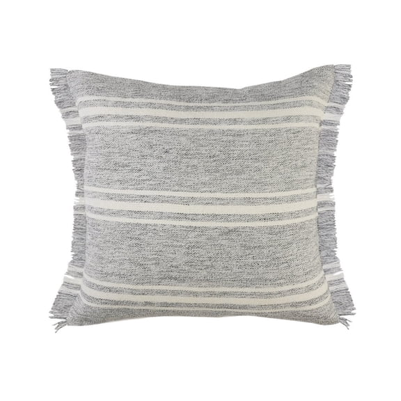Ox Bay 24" x 24" Hand-Woven Gray/ White Stripe Resistant Polyester Pillow Cover