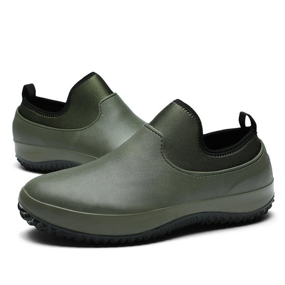 Mens Non Slip Food Service Chef Shoes EVA Waterproof Slip-On Garden Work Walking Shoes for Kitchen Restaurant