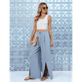 thumbnail image 5 of Women Wide Leg Center Split Casual Flowy Elastic High Waisted Palazzo Pants Trousers L, 5 of 7