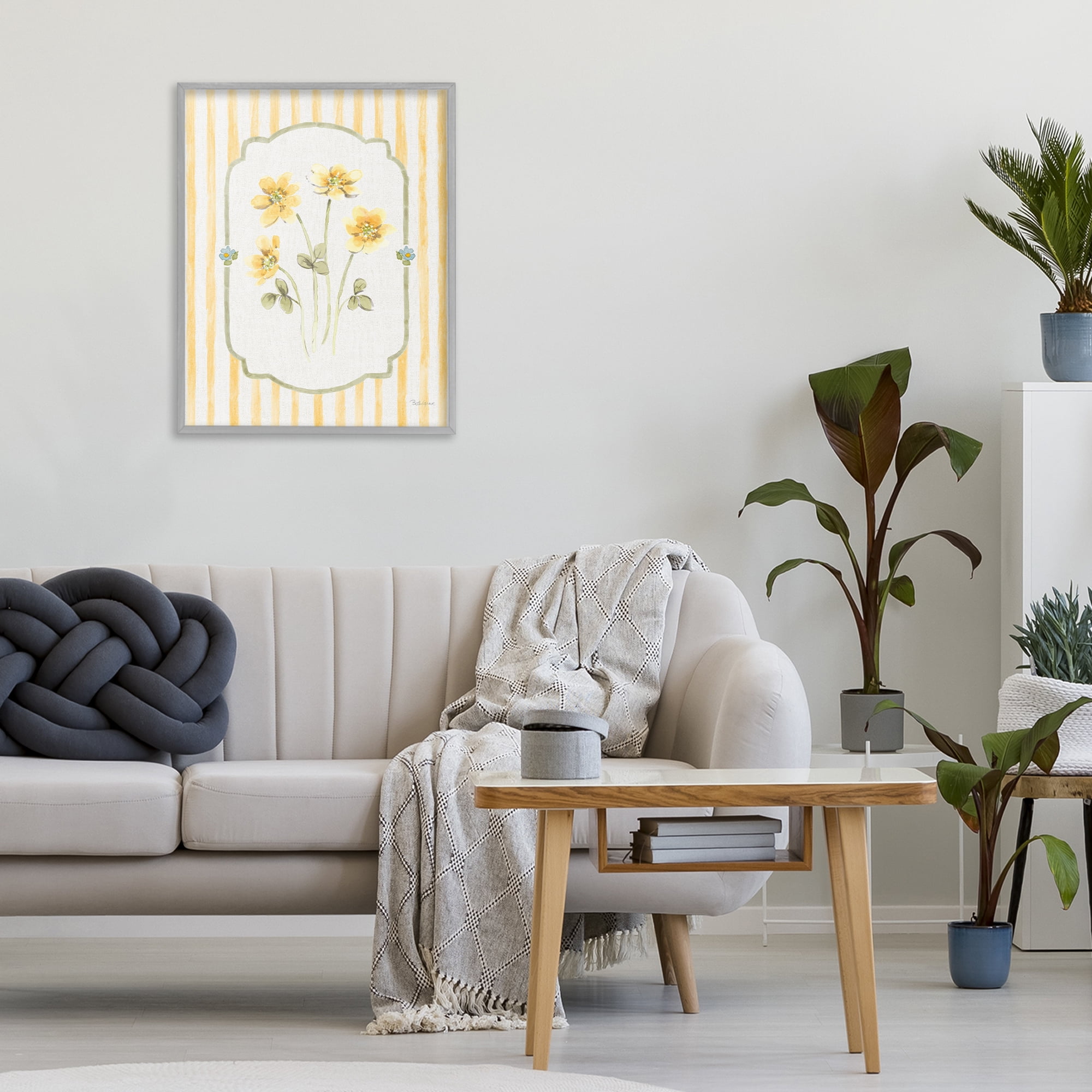 Stupell Industries Sweet Honey Flowers Gray Framed Giclee Art, design by Beth Grove