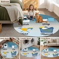 thumbnail image 6 of 3.3ft Round Rug, Blue Ombre Laundry Non-Skid Rubber Backing Large Area Rugs - Living Room Bedroom Home Office, Wash Dry Fold Repeat Indoor Floor Mat Carpets Washable Rug, 6 of 9
