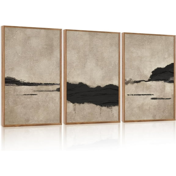 Hieng Large landscape Framed Canvas Wall Art 16x24 Inch Set of 3 Vintage Nature Scenery Wall Decor Lake Woodland Art Print for Living Room Bedroom Office