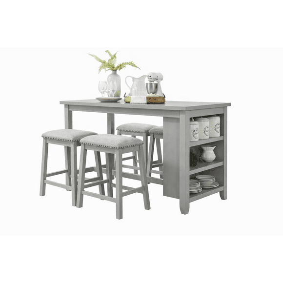 Comedor Alto Latour con 4 Bancos de Madera| Diseño Funcional