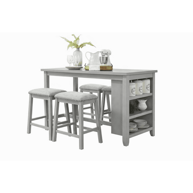Comedor Alto Latour con 4 Bancos de Madera| Diseño Funcional