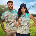 thumbnail image 2 of Aplkyhs Starfish Shell Matching Golf Shirts for Couple Quarter Zip His and Hers Golf Shirts Matching Quick Dry Golf Shirts for Men 4-Way Stretch Keep Cool in Hot Weather Fit Plain, 2 of 6