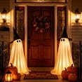 thumbnail image 5 of Halloween Wizard Ghost Light Up Decoration, Outdoor Spooky Stand Up Ghost with Witch Hat Warm Glowing Ornament, for Front Door Entrance Home Yard Garden Party Layout Display, 5 of 6