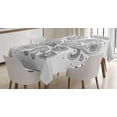 thumbnail image 1 of Ambesonne Ethnic Tablecloth Rectangular Table Cover, Circles Lines Monochrome, 60"x84", White Black, 1 of 3
