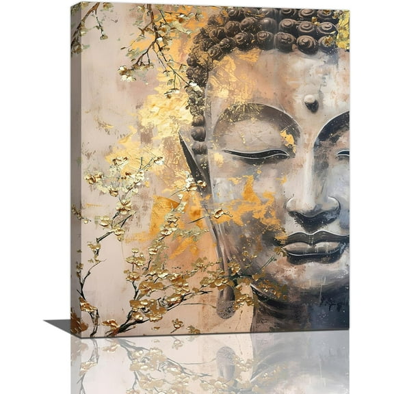 VELVET Zen Wall Art Zen Wall Decor Spiritual Meditation Canvas Prt Buddha Statue Pictures Patg Artwork Home Decorations for Spa Yoga Bedroom Bathroom Livg Room 12x16inch Framed
