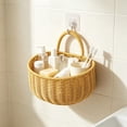 thumbnail image 4 of Imitation Rattan Woven Small Storage Baskets for Organizing, Wall Hanging Imitation Wicker Basket for over Toilet Storage Shelf, Home Decor, Living Room, 4 of 6