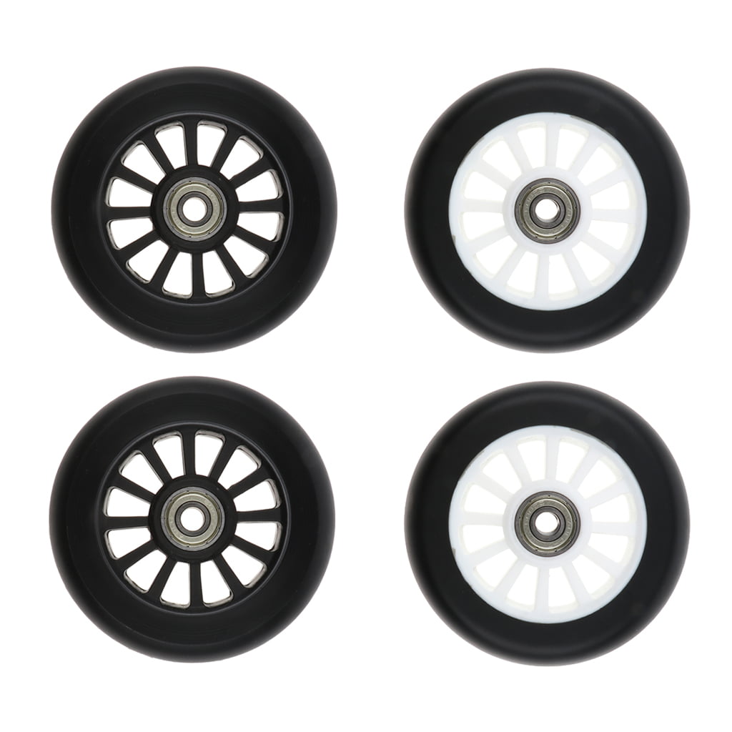 2pcs Durable 100mm Scooter Wheels PU Skates Trolley Wheels Replacement Black 