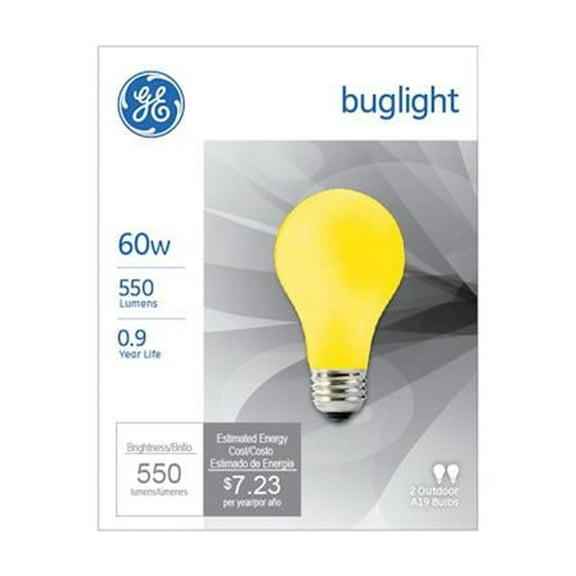 GE 60-Watt A19 Bug Light, 2-Pack