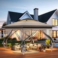 thumbnail image 3 of Pirecart 13x13 ft Patio Pop Up Gazebo Tent Outdoor Instant Canopy for Patio ,Lawn, Party, Backyard, Gray, 3 of 8