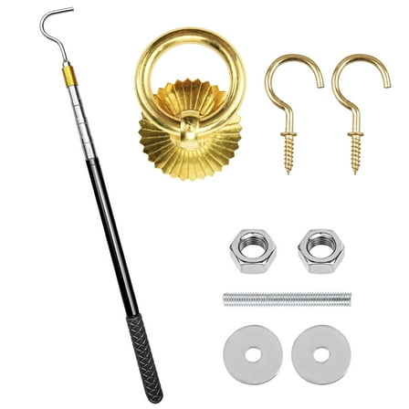 Attic Ladder Pull Down System, Stainless Steel Retractable Rod Kit with Hook, Attic Steps Pull Down, Quality and Easy to Install, Replacement Parts for Various Needs