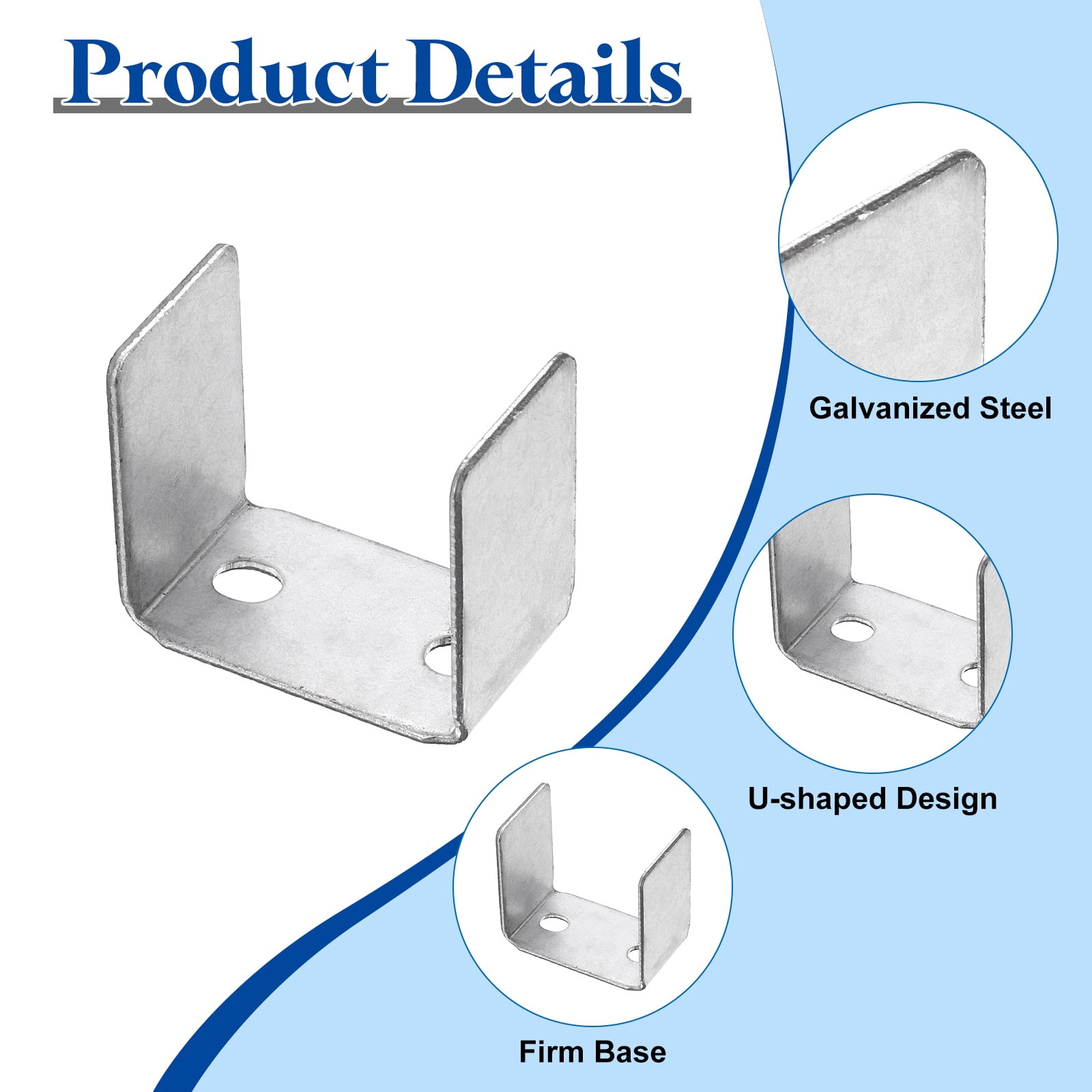 Uxcell 8 Pcs U Bracket for 1.65" Panels, 27 x 46 x 41mm Metal U Shaped Fasteners Brackets for Guardrail or Partitions Connection, Silver