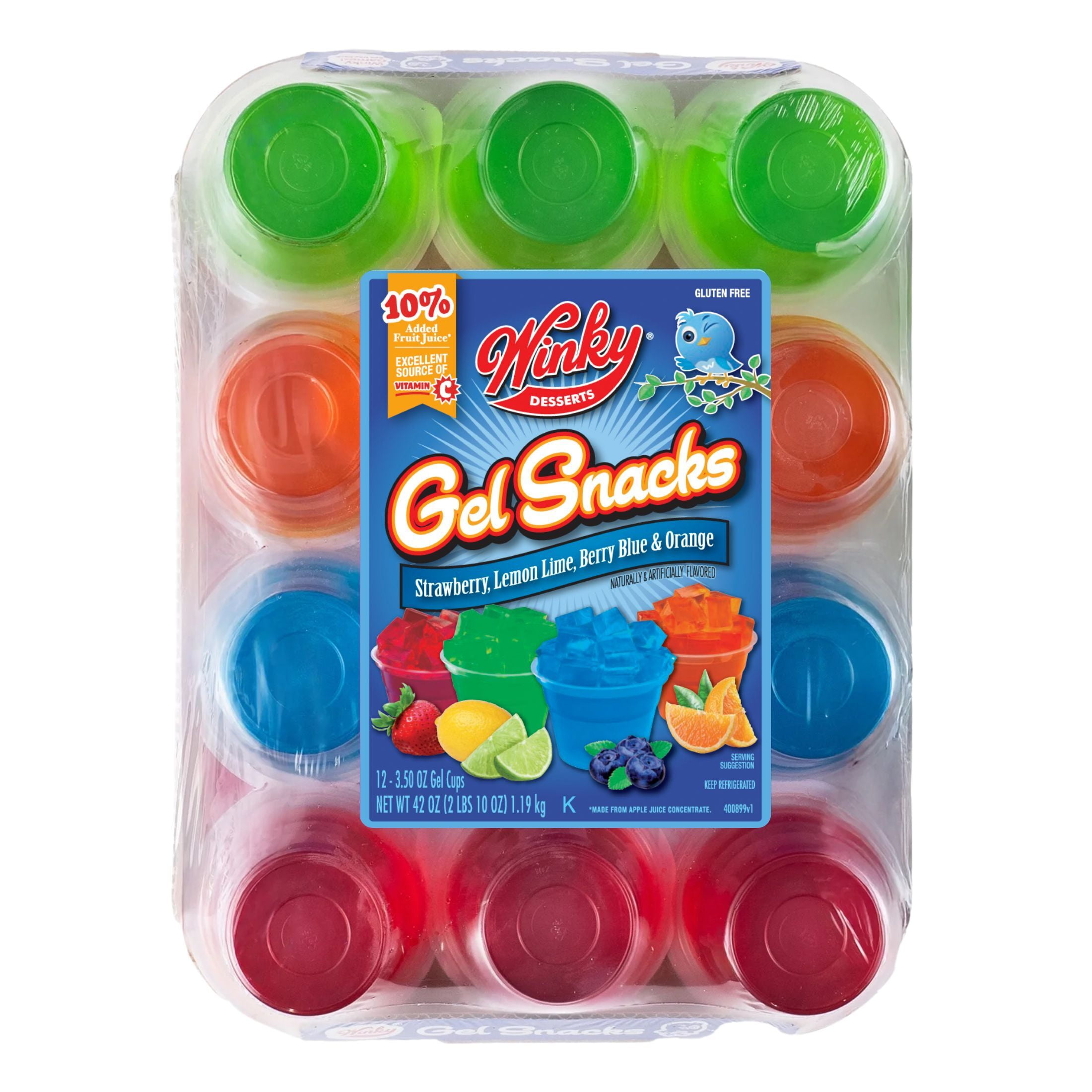 Winky Brand Individual Dessert Gelatin, Refrigerator Ready, 12