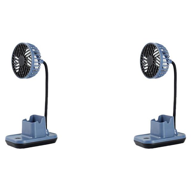 Kearding Ventilador de escritorio recargable con soporte para teléfono, dispositivo de refrigeración giratorio ajustable para sala de estar y Type2 NO2