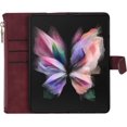 thumbnail image 6 of Fit Samsung Galaxy Z Fold 3 5G Case Wallet with S Pen Holder for Women,Crossbody Phone Case for Samsung Galaxy Z Fold 3 with Card Holder,Lanyard Strap Zipper PU Leather Case, Burgundy, 6 of 14