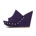 thumbnail image 5 of YDN Women Comfy Open Toe Studded Slide Sandals High Wedge Heels Platform Clogs Mules Slip On Shoes Size 16 Purple, 5 of 5