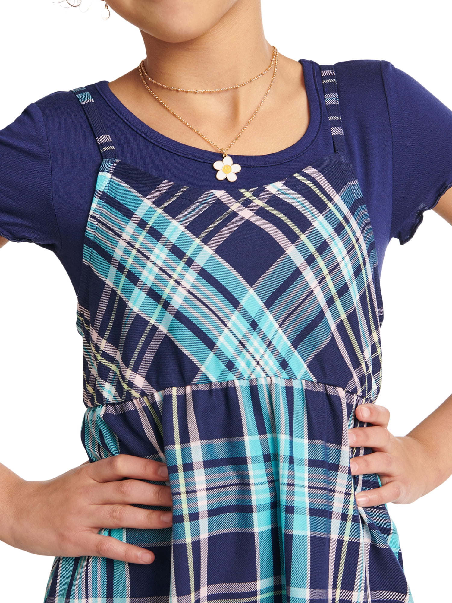 Justice Girls 2Fer Babydoll Plaid Dress with Jersey Tee, Sizes XS-XLP - Walmart.com Justice Girls 2Fer Babydoll Plaid Dress with Jersey Tee, Sizes XS-XLP - Walmart.com