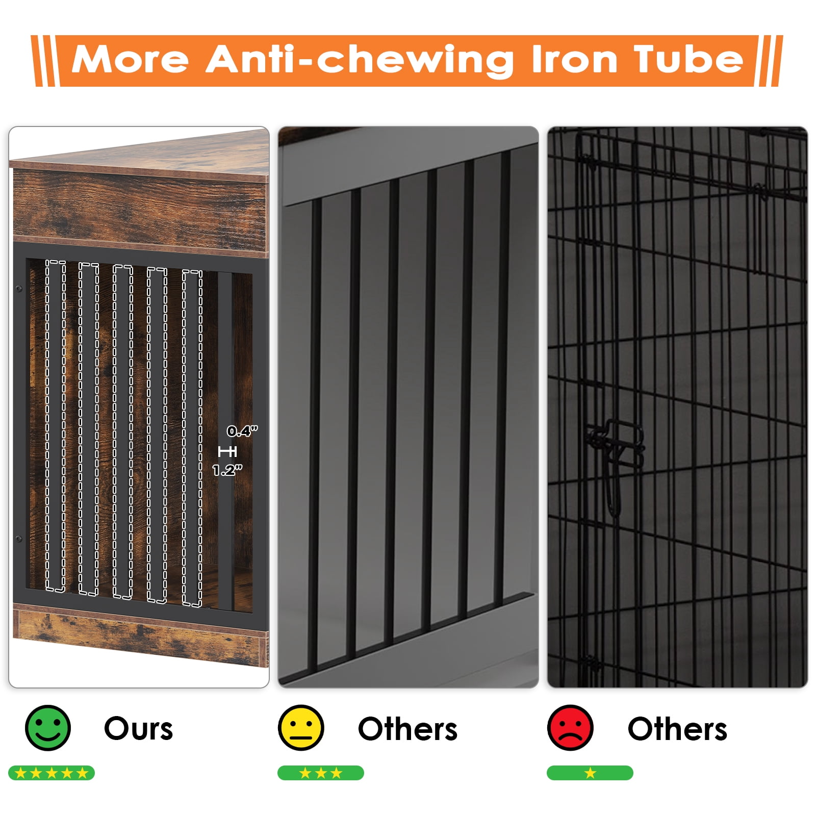 2-in-1 Farmhouse Dog Crate Furniture - Wooden Large Dog Kennel with Drawers Storage - Double Doors - Indoor TV Stand - Inner Height: 24 Inches - Ideal for One Big Dog or Two Small Dogs