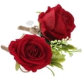 thumbnail image 2 of Red Wedding Boutonniere Rose Corsages for Groom and Bride 2Pcs Pack, 2 of 5