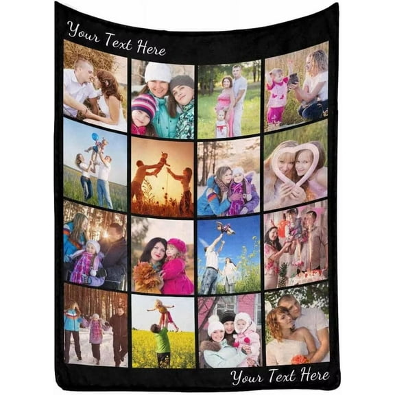 AISENIN Personalized Photo Collage Blanket for Daughter Son Customized Bed Blanket with 16 Pictures for Mom Dad Custom Throw Blanket for Birthday Mother's Day