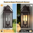 thumbnail image 4 of Lawyettle 18" Outdoor Wall Sconce, 2-Light Waterproof Dusk to Dawn Exterior Lantern with Glass, Oil Rubbed Bronze Wall Light for Front Door Patio Porch, 4 of 10