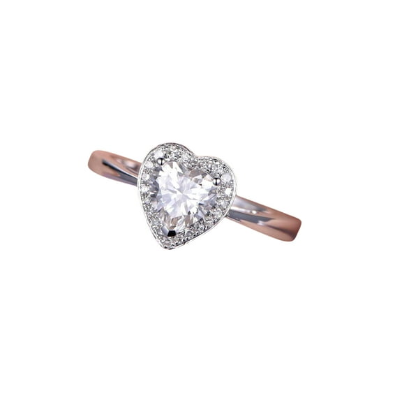 1.25 Carat Heart shape Man made diamond moissanite & Man made diamond moissanite Wedding Ring with 18k Gold Plating