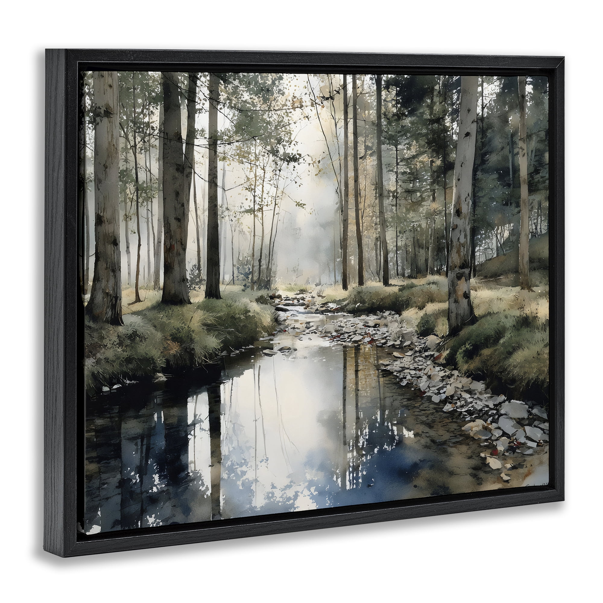 Stupell Industries Woodland Wonder Creek Black Framed Floater Canvas Wall Art, design by Franklyn Gregory